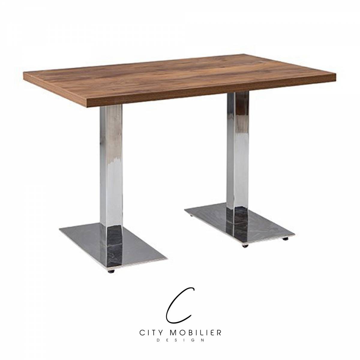 Table CHR pour 4 personnes bois et pieds inox : NARDINI