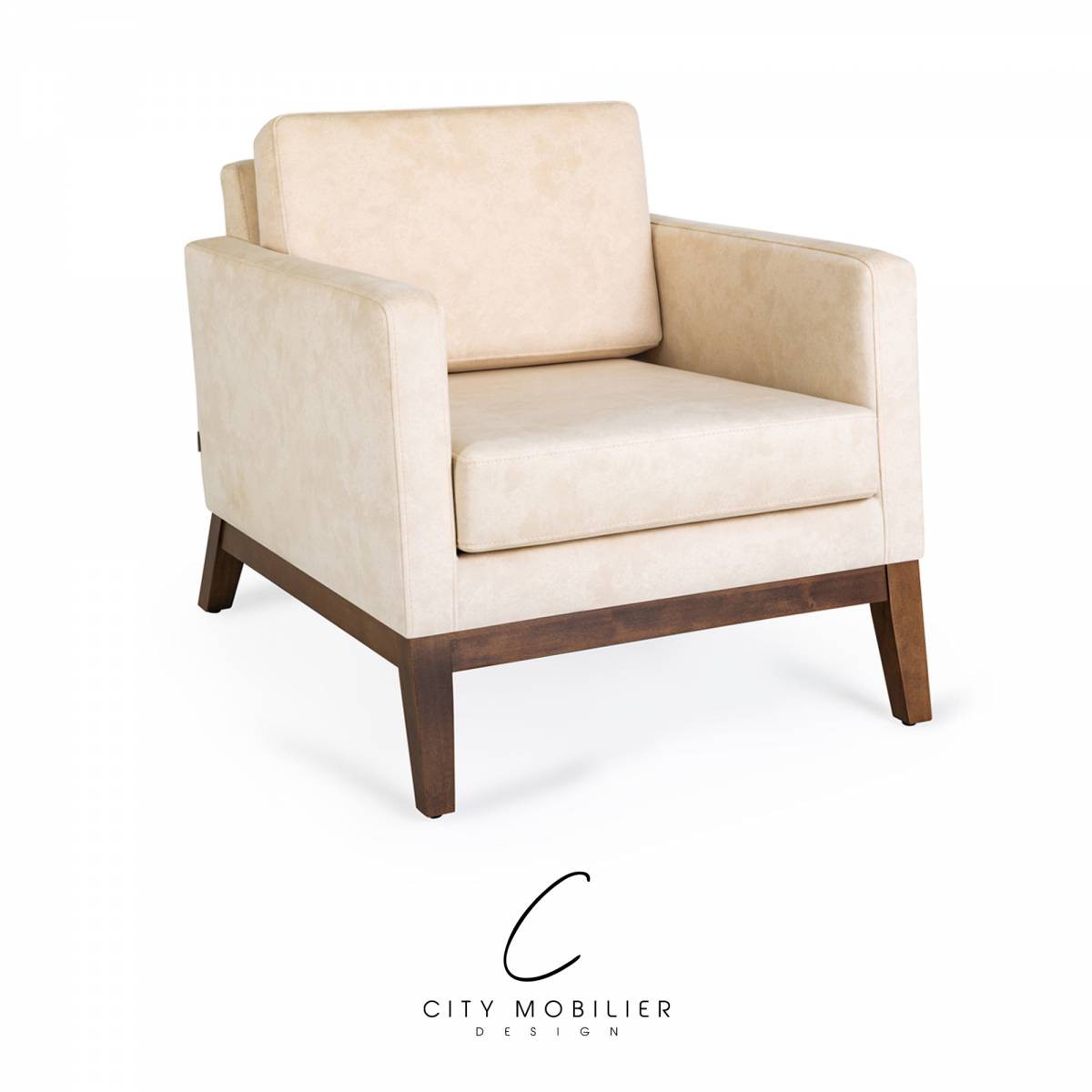 Grand fauteuil beige ou chauffeuse pour hôtel bar café : HADDON