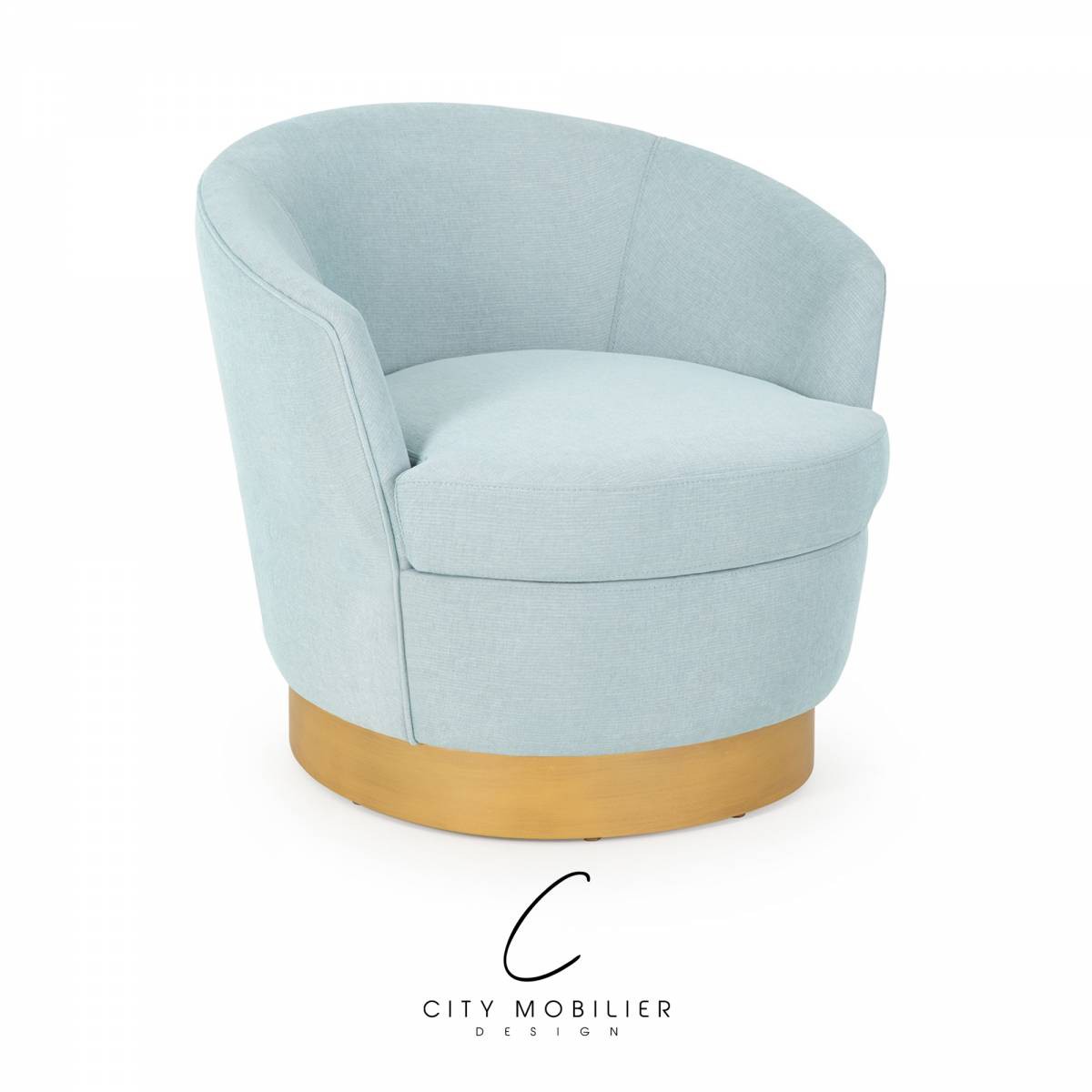 Fauteuil rond en tissu bleu-vert pour hôtel restaurant : AMETIS