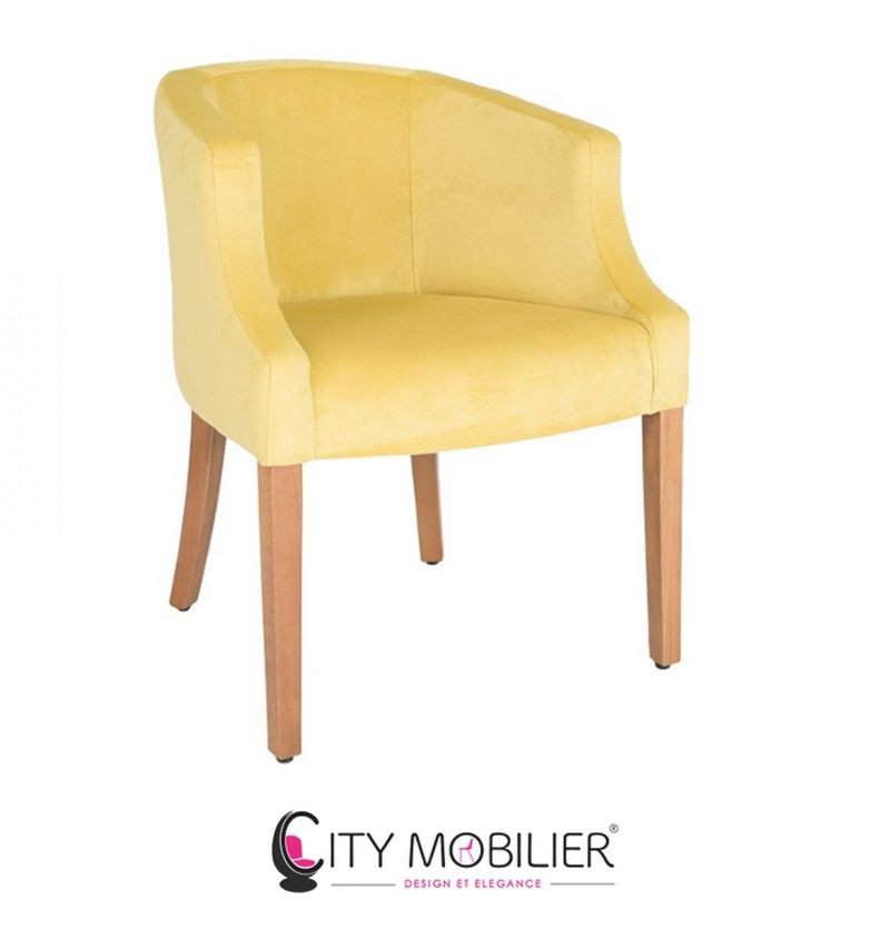 Fauteuil de restaurant jaune dossier arrondi : STENDHAL