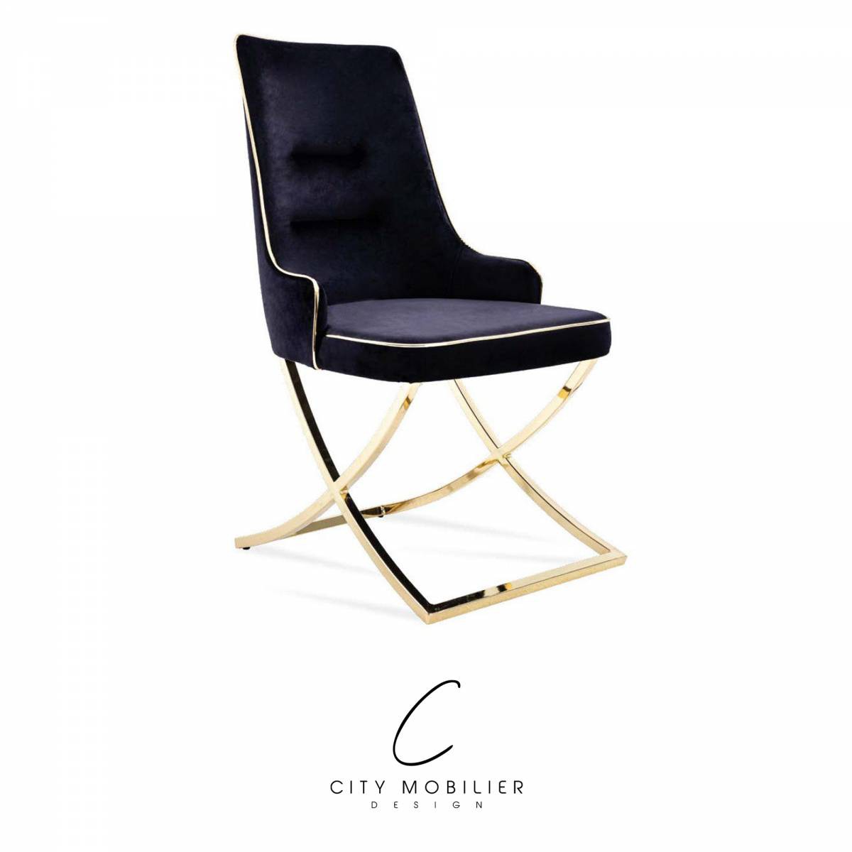 Chaise noir et métal doré pour hôtel restaurant : ELLY